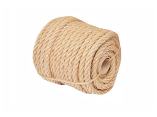 Natural fiber manila rope, isolated on white background