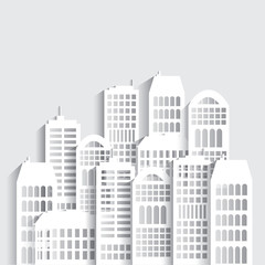 Abstract white skyscrapers made of paper