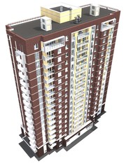 3d rendering of modern multi-storey residential building