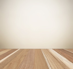 Blurred brown cement wall and perspective wood background