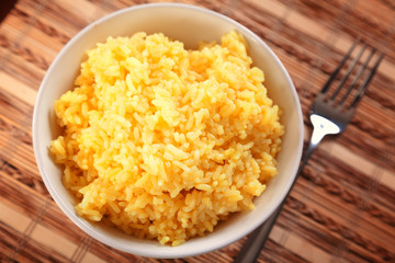 Rice cooked with kurkuma