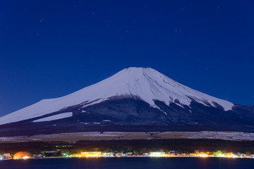 Night scene of Mt.Fuji and Lake Yamanakako 