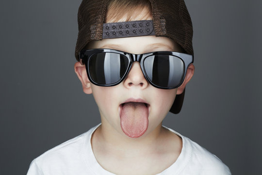 funny little boy.child in Hip-Hop Style.Turn my swag on