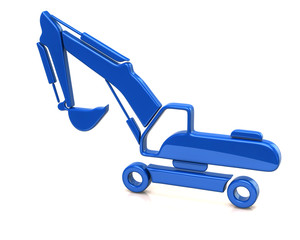 Blue excavator isolated on a white background 