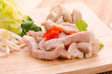 Steamed pork and Meat ball Spicy Dip