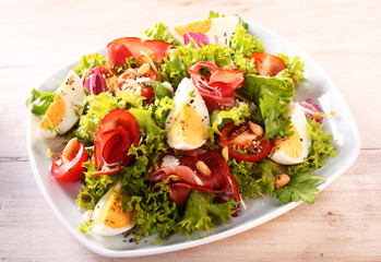Appetizing Vegetable Salad with Egg Slices