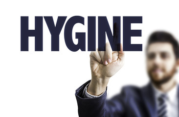 Businessman pointing the text: Hygiene
