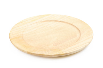 wooden plate on white background