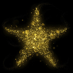 Gold glitter star of blinking stars