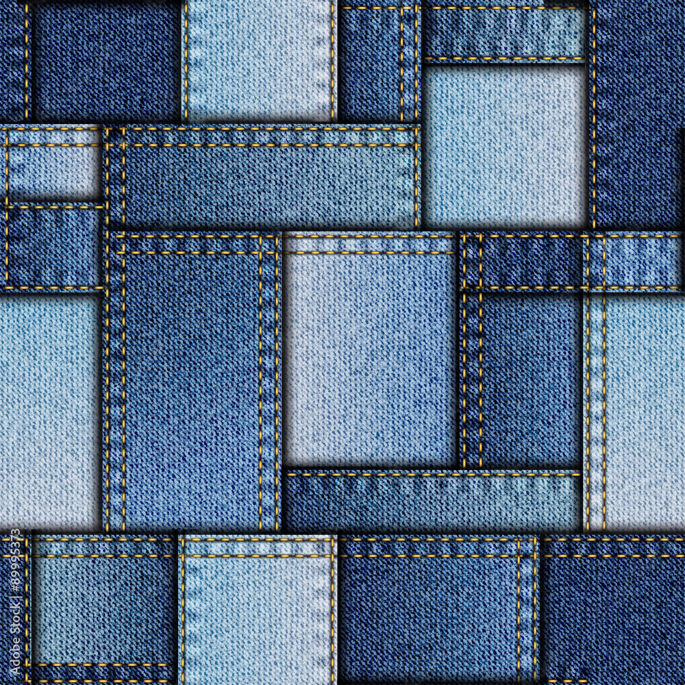 Poster patchwork of denim fabric.