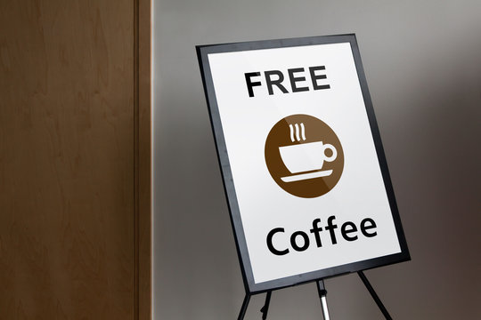 Frame with free coffee poster