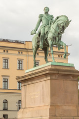 Obraz premium Statue of Norwegian King Karl Johan XIV in Oslo, Norway