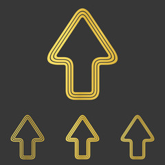 Golden line upwards arrow logo design set