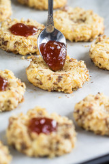 cookies with jam and spoon