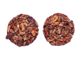 biscuits with chocolate and seeds isolated on white background