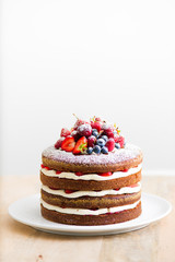 Homemade cake with fresh berries.