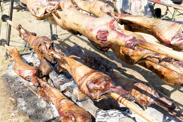 Bulgarian barbecue lamb baking