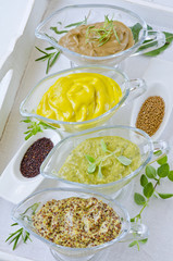 Herbs and Spices. Variety of Mustards.