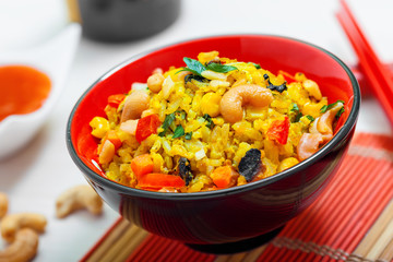 Rice with vegetables, Asian food
