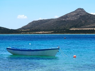 View of Despotiko, little island near Antiparos, Cyclades, Greece