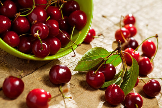 Fresh cherris on table