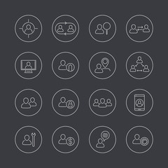 Personnel, Human resources, staff rotation, line icons in circles, vector illustration, eps10, easy to edit