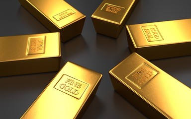 Gold bars on black backgrounds