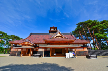 Japanese temple in summer in Hakodate, Hokkaido, Japan.