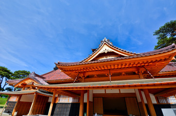 Japanese temple in summer in Hakodate, Hokkaido, Japan.