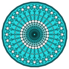 Hand drawn ornamental lace abstract round mandala with many details for use in design