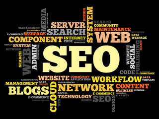 SEO (search engine optimization) word cloud business concept