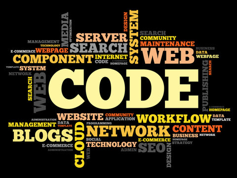 CODE word cloud, business concept