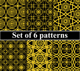 Seamless golden pattern set