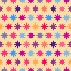 Retro colorful star seamless pattern.  illustration