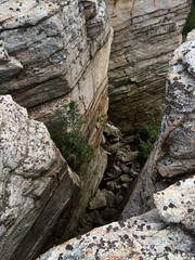 Massive rocks at Minnewaska State Park Reserve Upstate NY during summer time