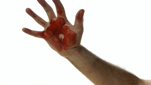 Bloody hand catching viewer