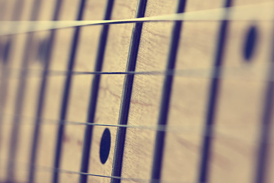 Electric guitar cords. Closeup. Vintage style.