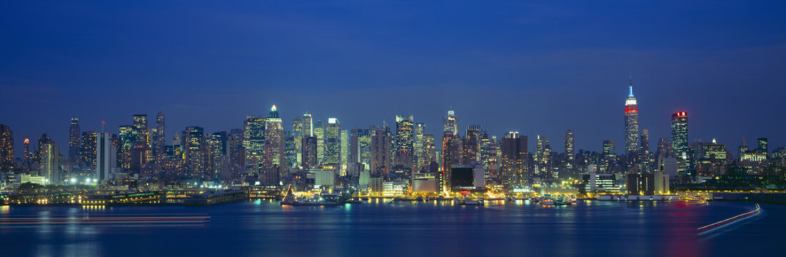 Manhattan Skyline From Weehawken, NJ, Night, New York