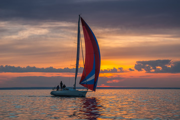 The yacht takes part in competitions in sailing
