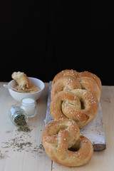 Pretzel with salt and rosemary