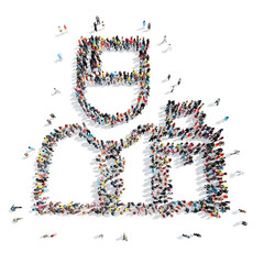 group  people shape  man isolated