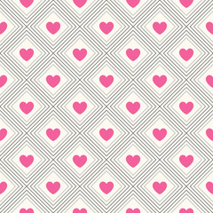 Seamless geometric pattern with hearts.  illustration