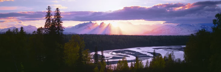 Crédence de cuisine en verre imprimé Denali Sunset over Mount McKinley, Alaska
