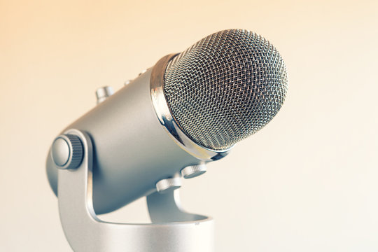 closeup of a desktop microphone