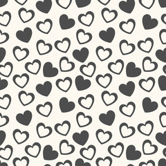 Fototapeta premium Heart shape seamless pattern. Black and white colors