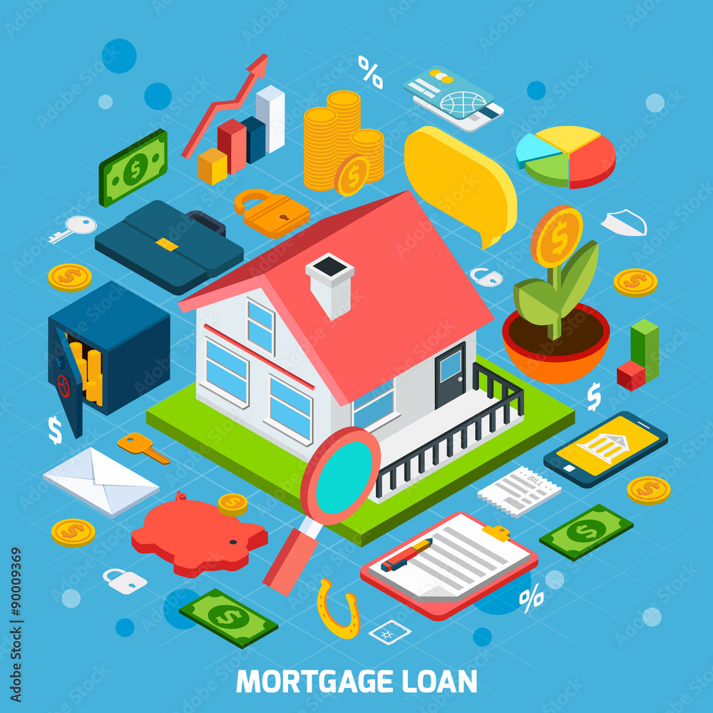 Sticker Mortgage Loan Concept