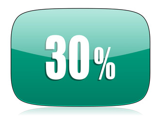 30 percent green icon sale sign