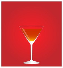 Minimalist Drinks List with Manhattan Red Background EPS10