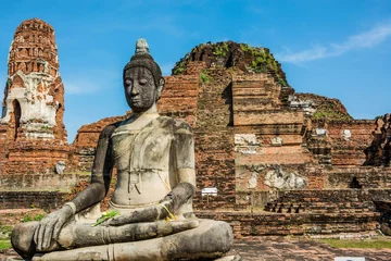 Zelfklevend Fotobehang visiting ayutthaya in thailand © shantihesse