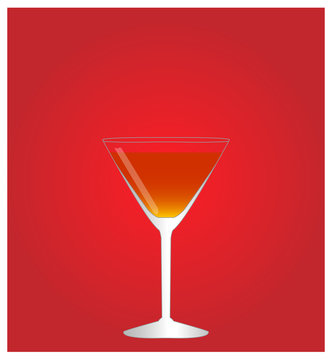 Minimalist Drinks List with Manhattan Red Background EPS10